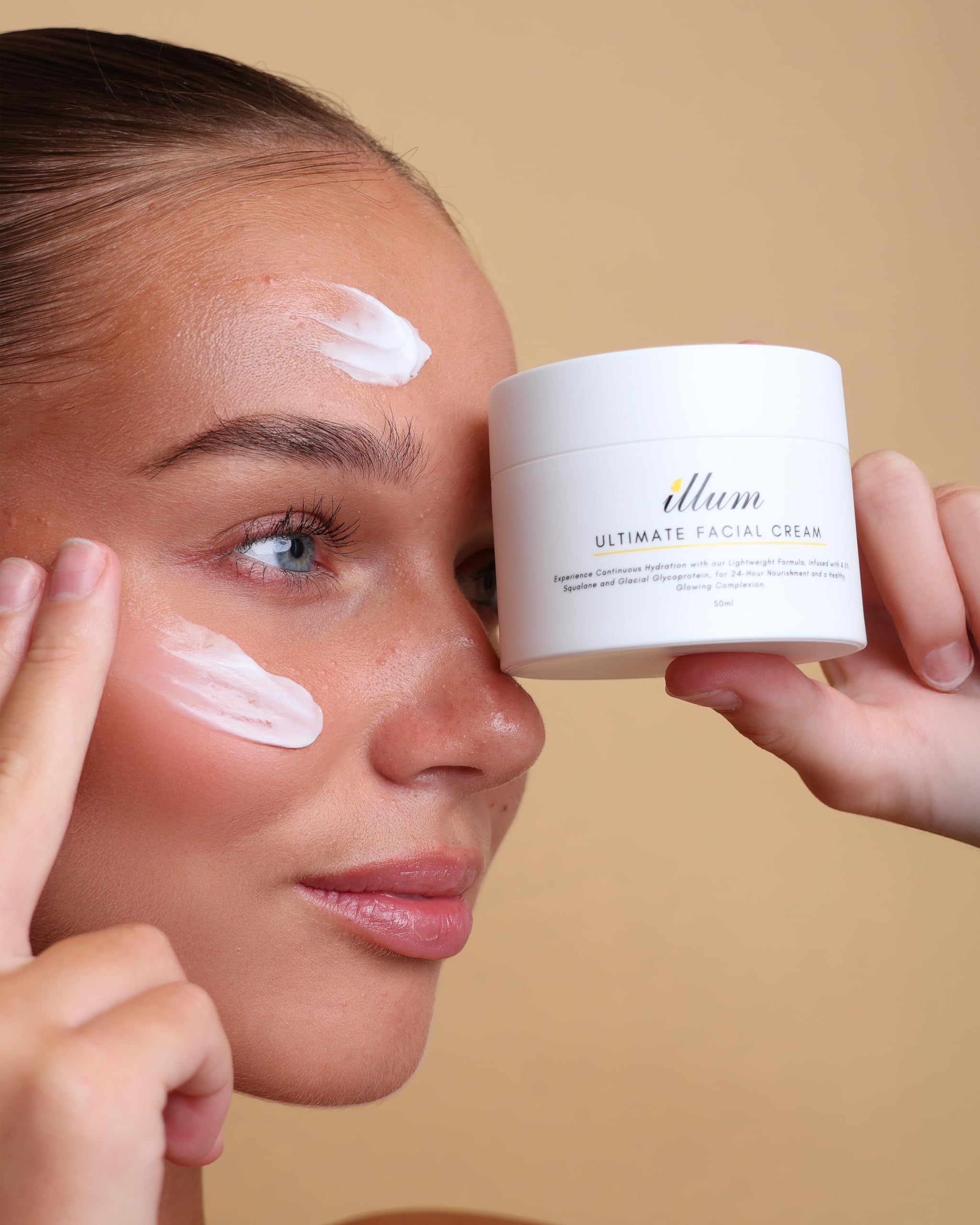 Illum Ultimate Facial Cream with 4.5% Squalane & Glycoproteins, Lightweight Moisturiser, 50ml and 15ml, All Skin Types - Image 2