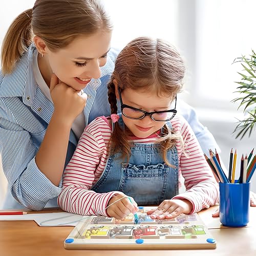 Miniatura 7 de DOLASEV Tablero magnético de laberinto de color para automóvil, juguete de aprendizaje Proschool y juguete de clasificación de color, juguetes