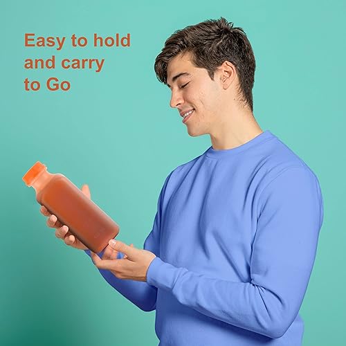 Miniatura 5 de EcoQuality [Paquete de 250] Botellas vacías de plástico para jugo con tapas a prueba de manipulaciones de 16 onzas, botellas de batidos, ideales