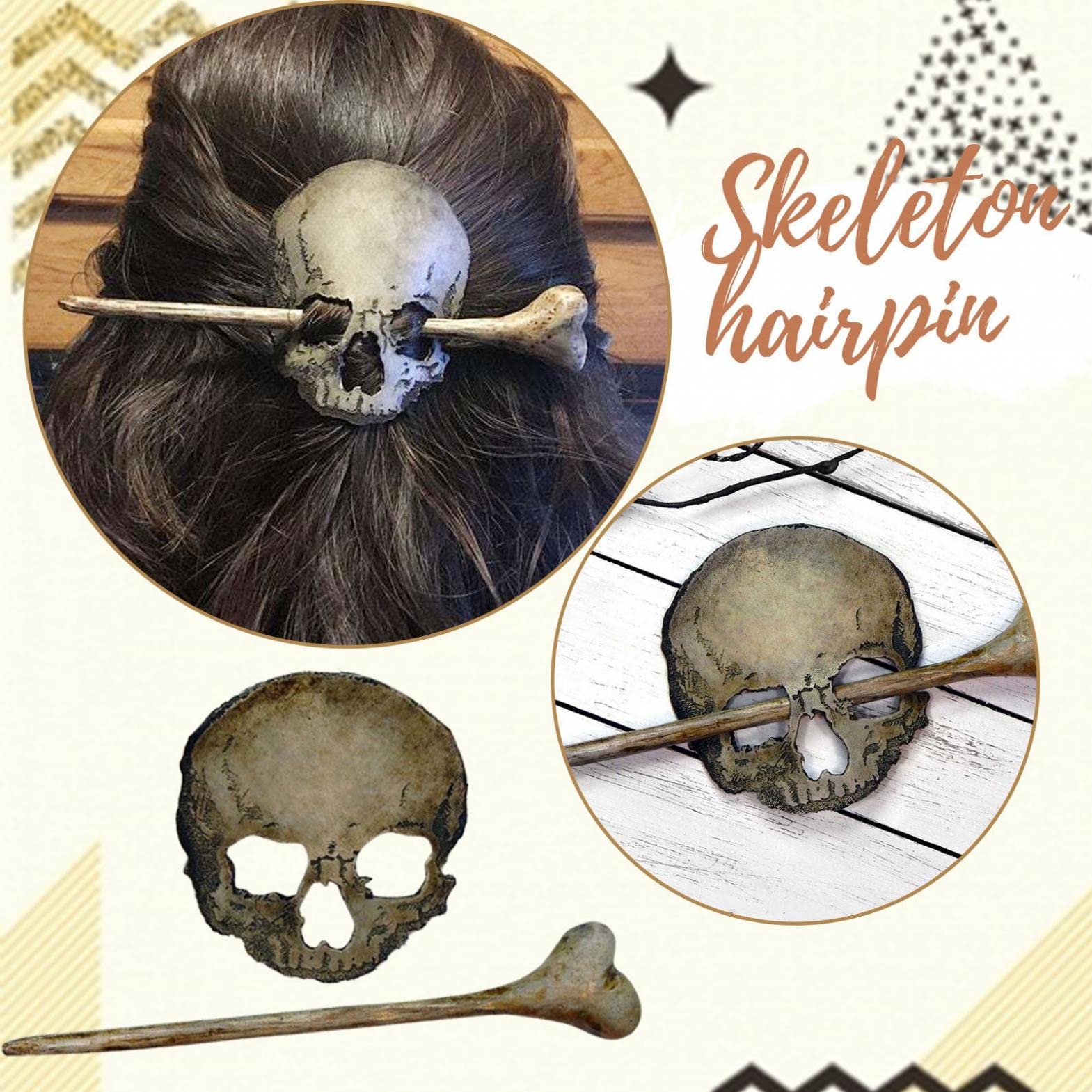 Skull Hair Stick - Bone Resin Hair Slide in Ivory Amazon.com : ZITIANY Skull Hair Pin Stick Slide with Faux  main image 2