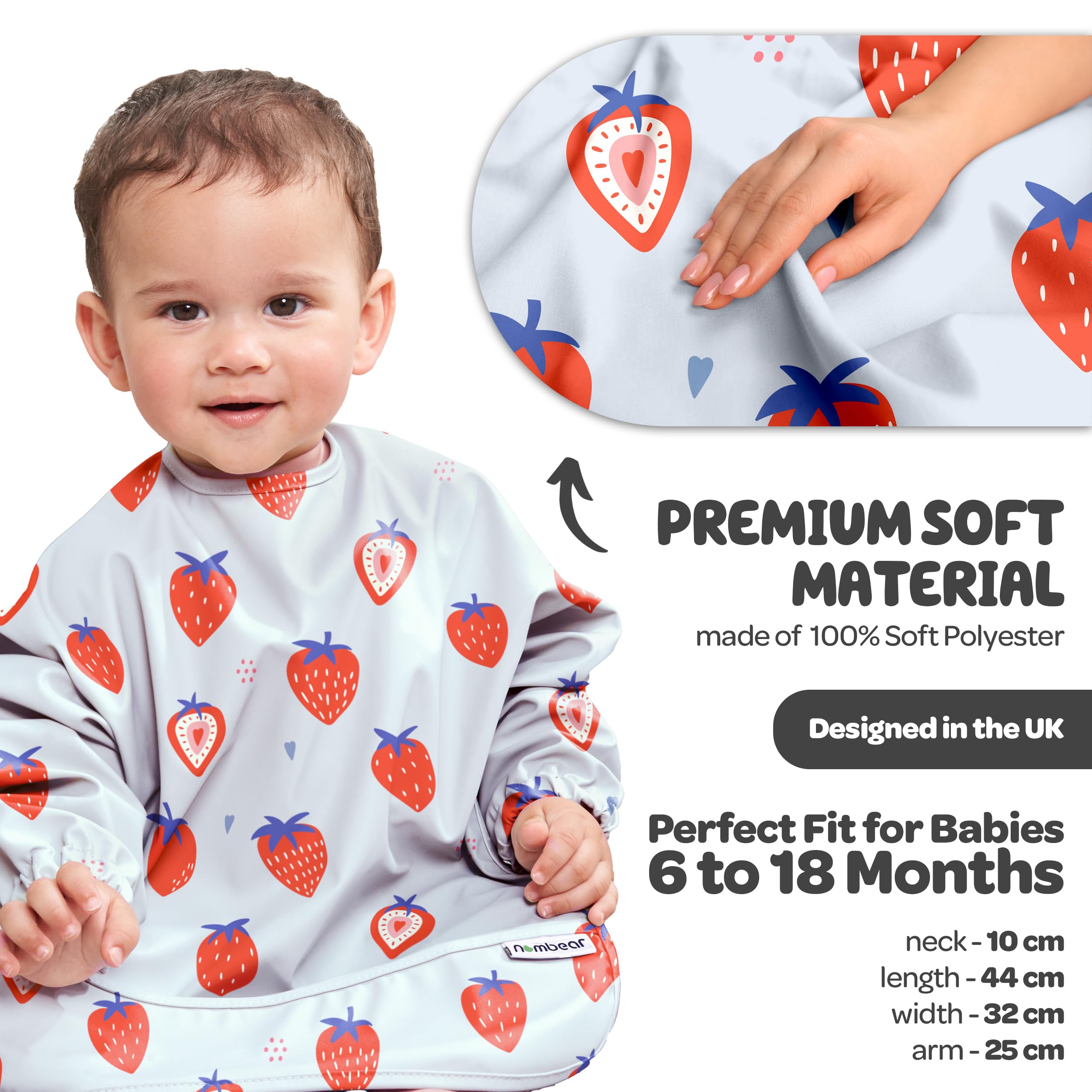Nombear ® Bavaglini Impermeabili con Maniche 6 Mesi o Più - Bavaglini Pappa Svezzamento, Bavaglino con Maniche Lunghe, Bavaglini Impermeabili con Tasca, Bavaglio con Maniche per Bimbo