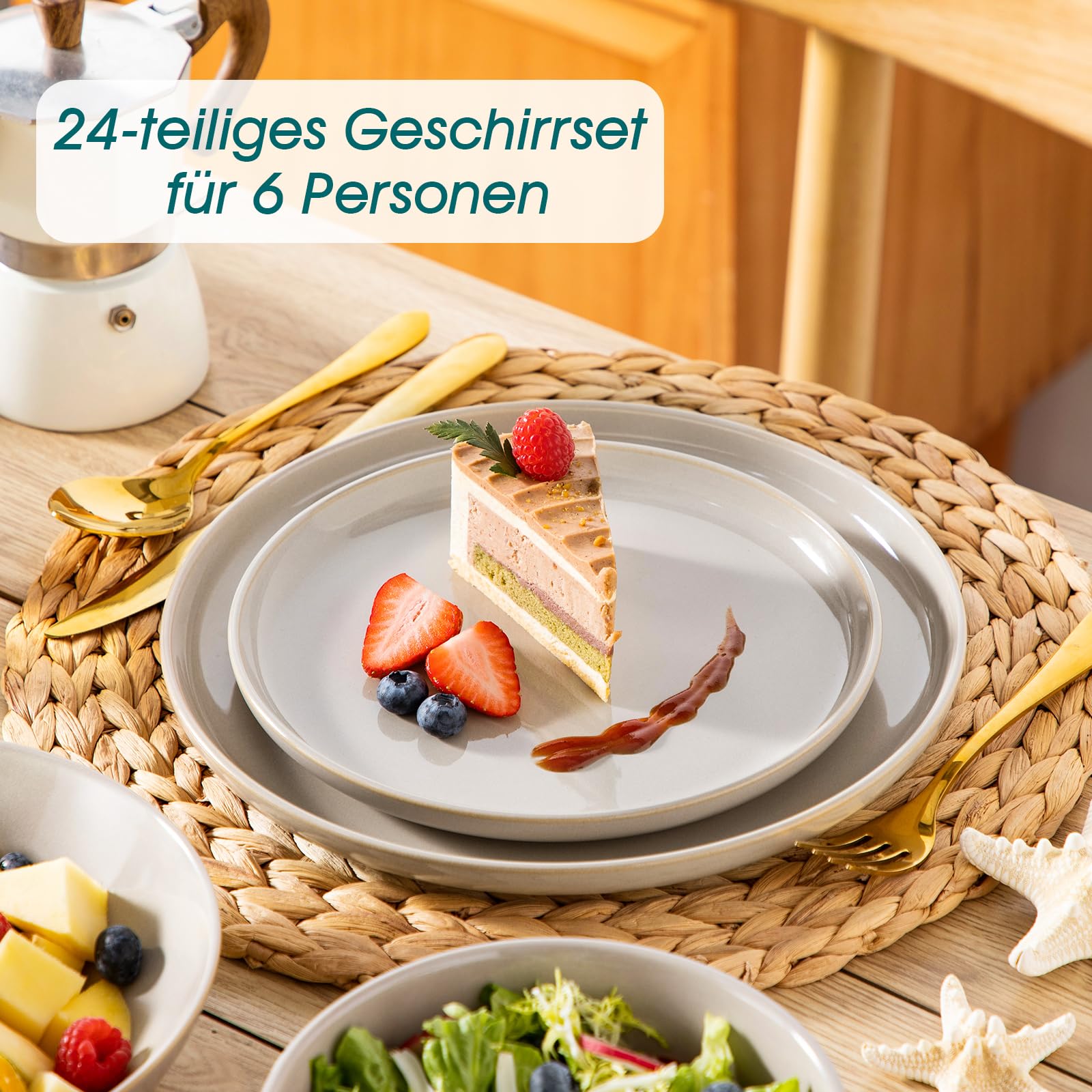 vancasso Playa Ceramic Dinner Plates for 6 People, Elegant
