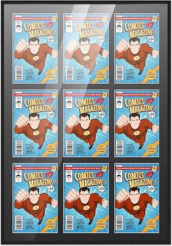 Miniatura 239 de Poster Palooza Marco de cómic con paspartú para 4 cómics de la era actual publicado después de 1985, marco de cómic negro para cómics de 6.875 x