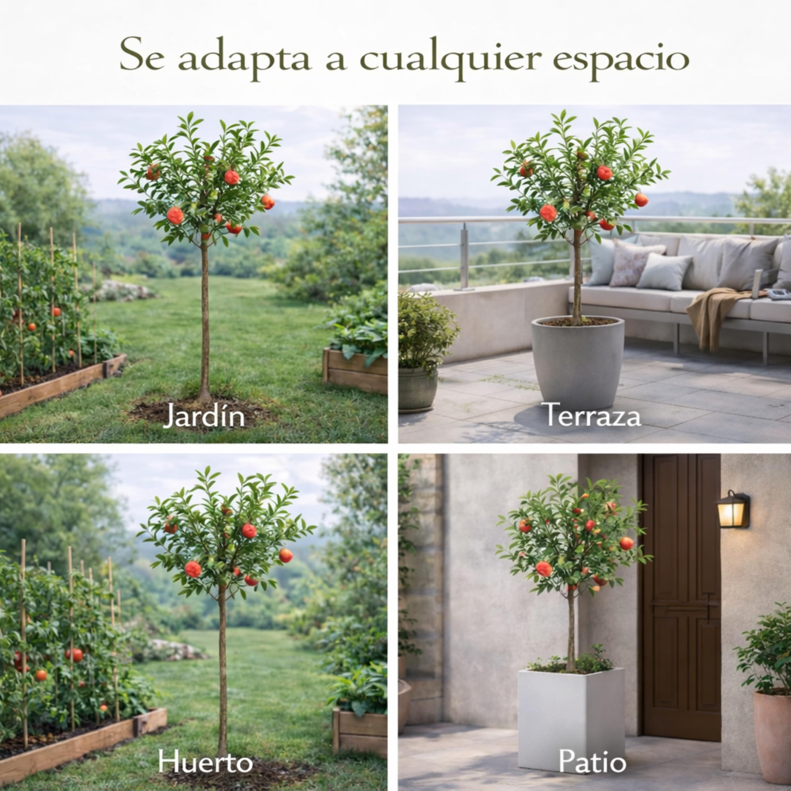 Granado Mollar de Elche en Maceta, 140 cm de alto, Árbol Frutal Exterior con Granadas Dulces, Planta Natural para Jardín Terraza Huerto, Arbol Ornamental Fácil Cultivo. Granado