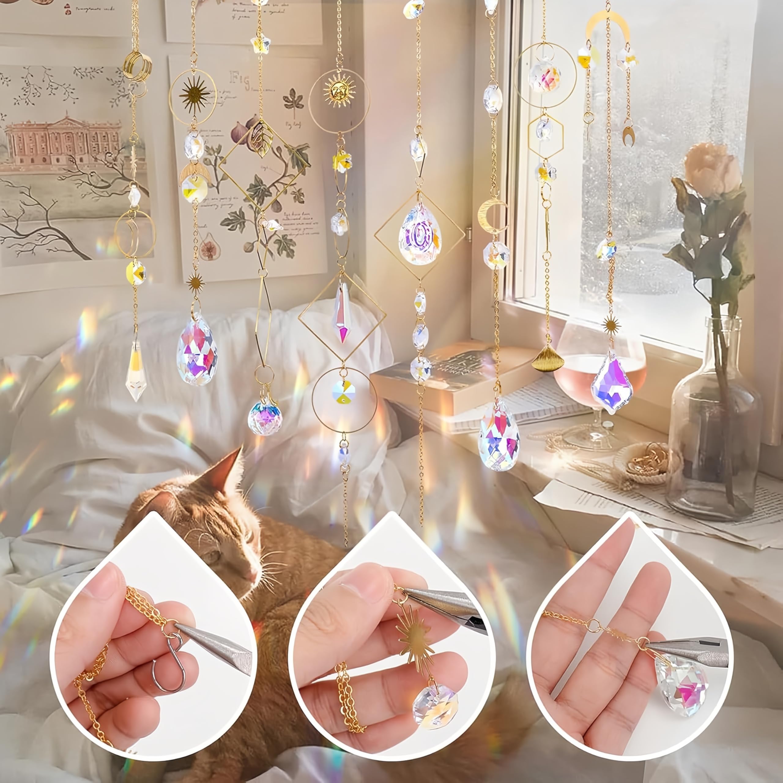 400 Pièces Kit de Fabrication DIY d’Attrape-Soleil, Créez Votre Suncatcher pour Décor de Fenêtre, Ensemble de Cristaux Colorés à Suspendre pour Adultes & Enfants (A) - 5