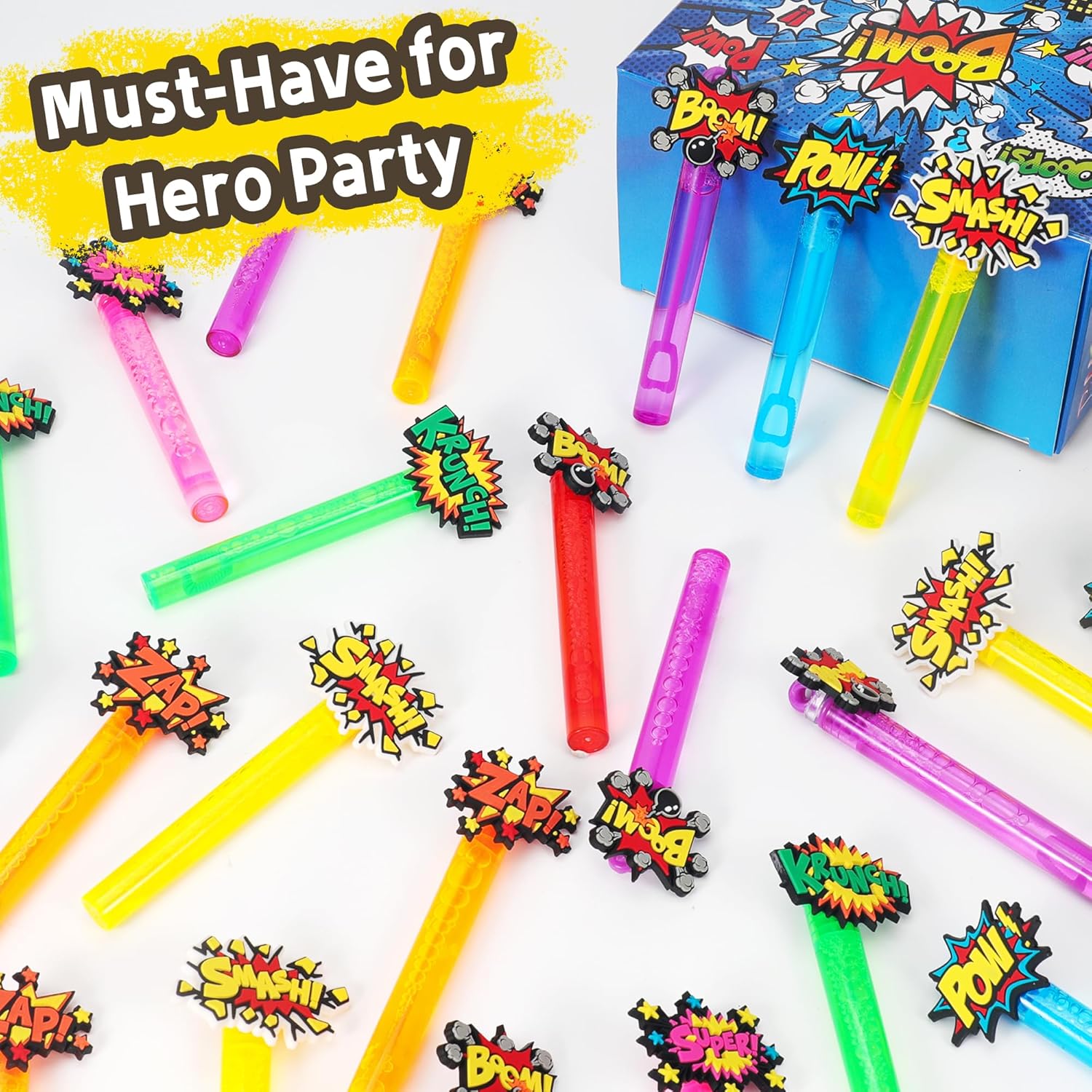 24PCS Bubble Wands Toys for Kids Hero Birthday Party Favors Supplies Decorations, Classroom Prizes, Pinata Fillers, Goodie Bag Stuffers Gifts, Easter Fillers - Image 3