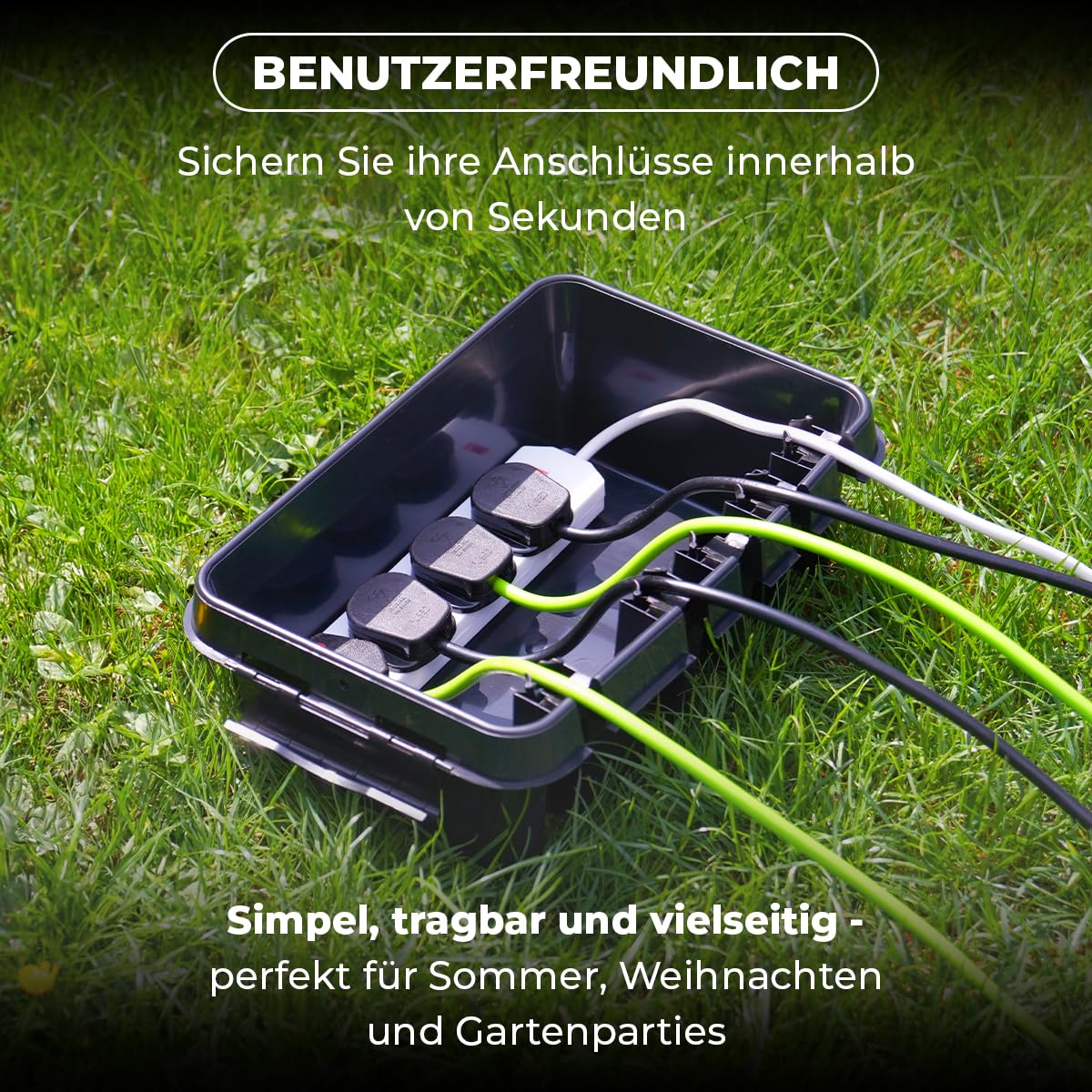 DRiBOX Groß IP55 Wetterfester Anschlusskasten für den Außenbereich Stromkabelgehäuse für Weihnachtsbeleuchtung, Zeitschaltuhren, Verlängerungskabel, Kabelrollen, Transformatoren (Groß, Grün)