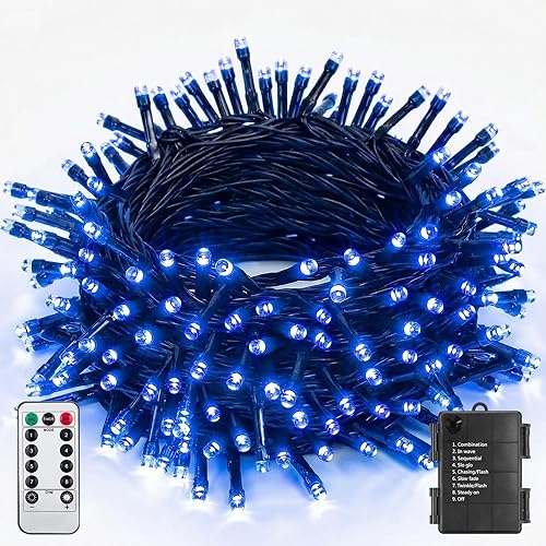 Miniatura 14 de ITICdecor Luces de Cadena de Navidad de 33 pies con 100 LED, Luces de Cadena de Hadas Estrelladas Impermeables a Batería, 8 Modos de Luces