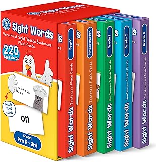 220 Very First Sight Words Sentences Flash Cards, Master High-Frequency Dolch Sight Words for Pre-K to Grade 3