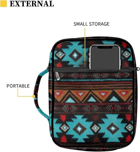 Miniatura 4 de Hinthetall Juego de 1 funda bibele de rayas de tribu azteca multifuncional, funda de transporte para libros, accesorios para la escuela, iglesia de