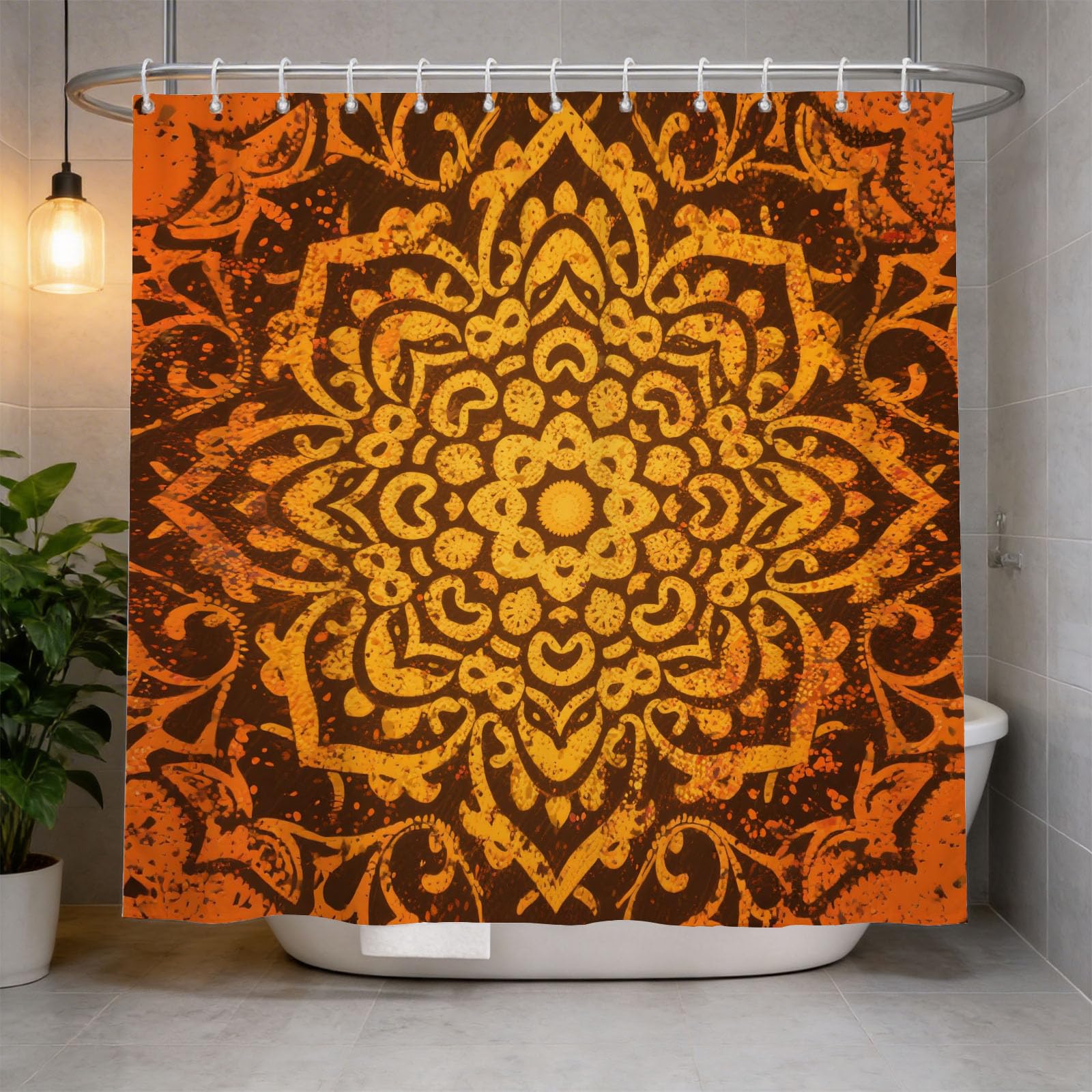 Hongduo 3D Mandala Shower Curtain for Stalls Bathtubs Exotic Bathroom Decor Shower Curtain Set Polyester Fabric Waterproof 180x200cm/71X79 Inch with Hooks
