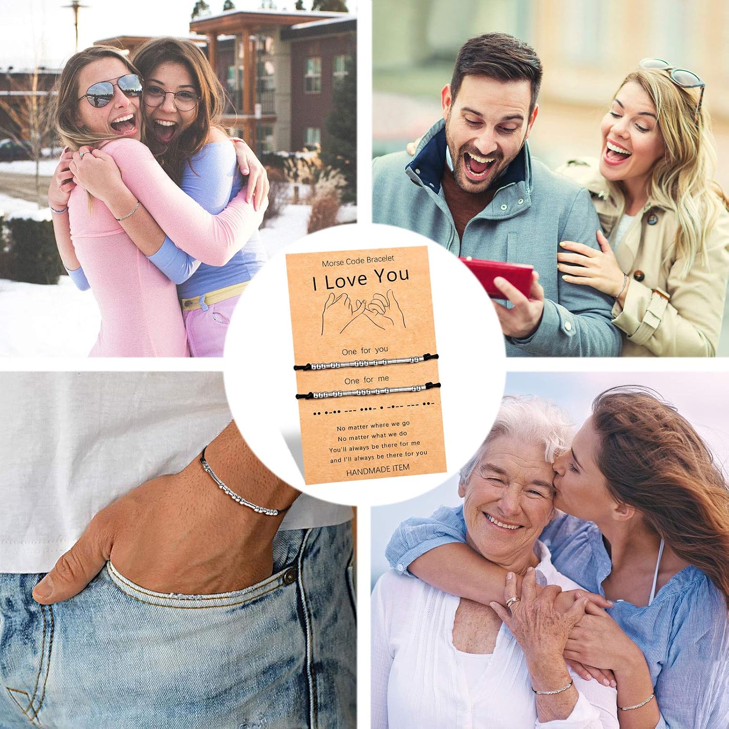 UNGENT THEM Morse Code Bracelet Pinky Promise Distance Matching Bracelets Adjustable String Friendship Bracelet for Women Men Couple Best Friends 2 Pieces