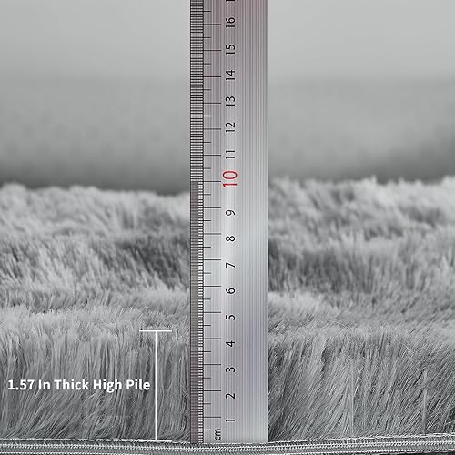 Miniatura 10 de JKMAX Alfombras peludas para sala de estar, alfombra de felpa suave gris de 4 x 6 pies para dormitorio, guardería, habitación de niños, decoración