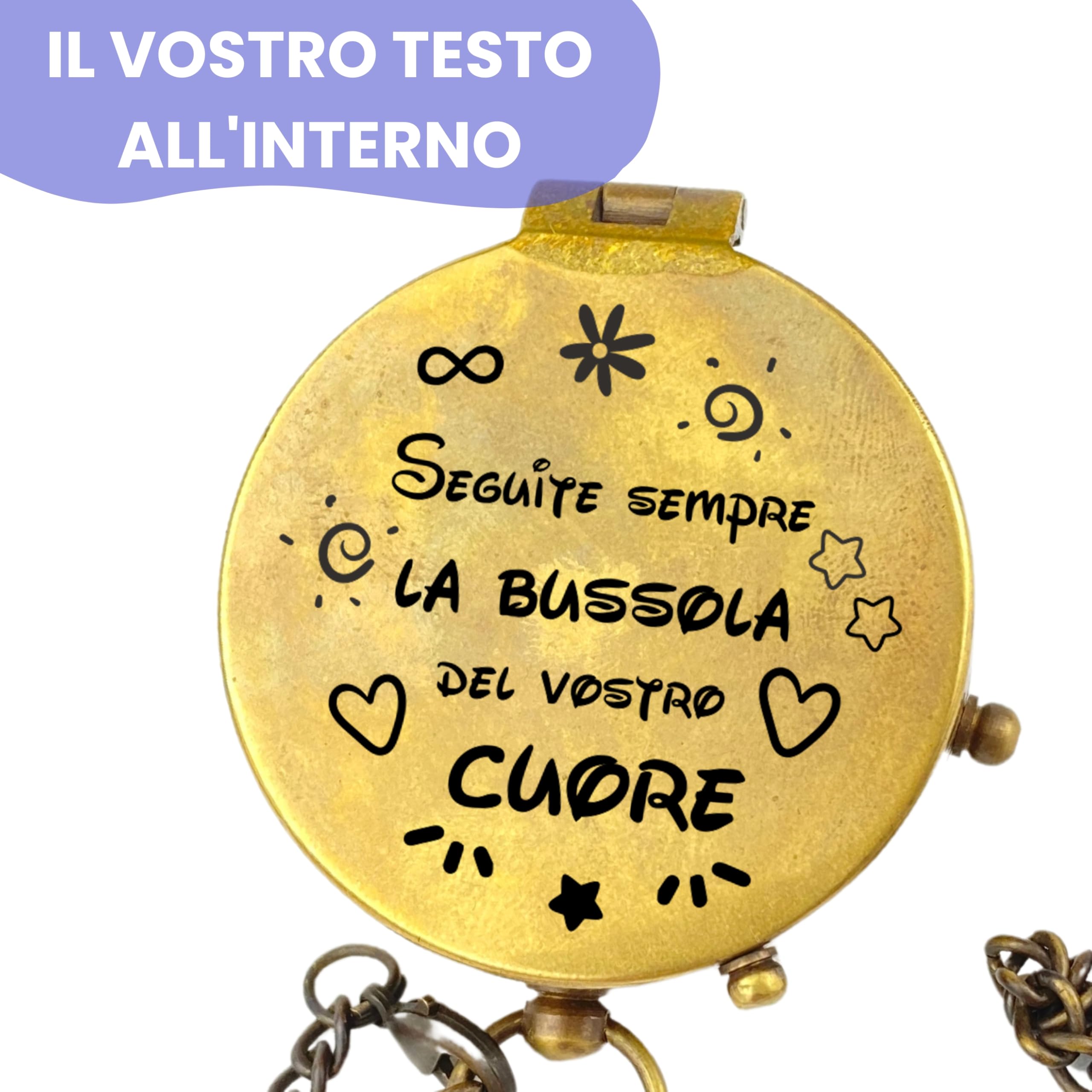 Personalizzata Bussola in Ottone con Incisione, Regalo