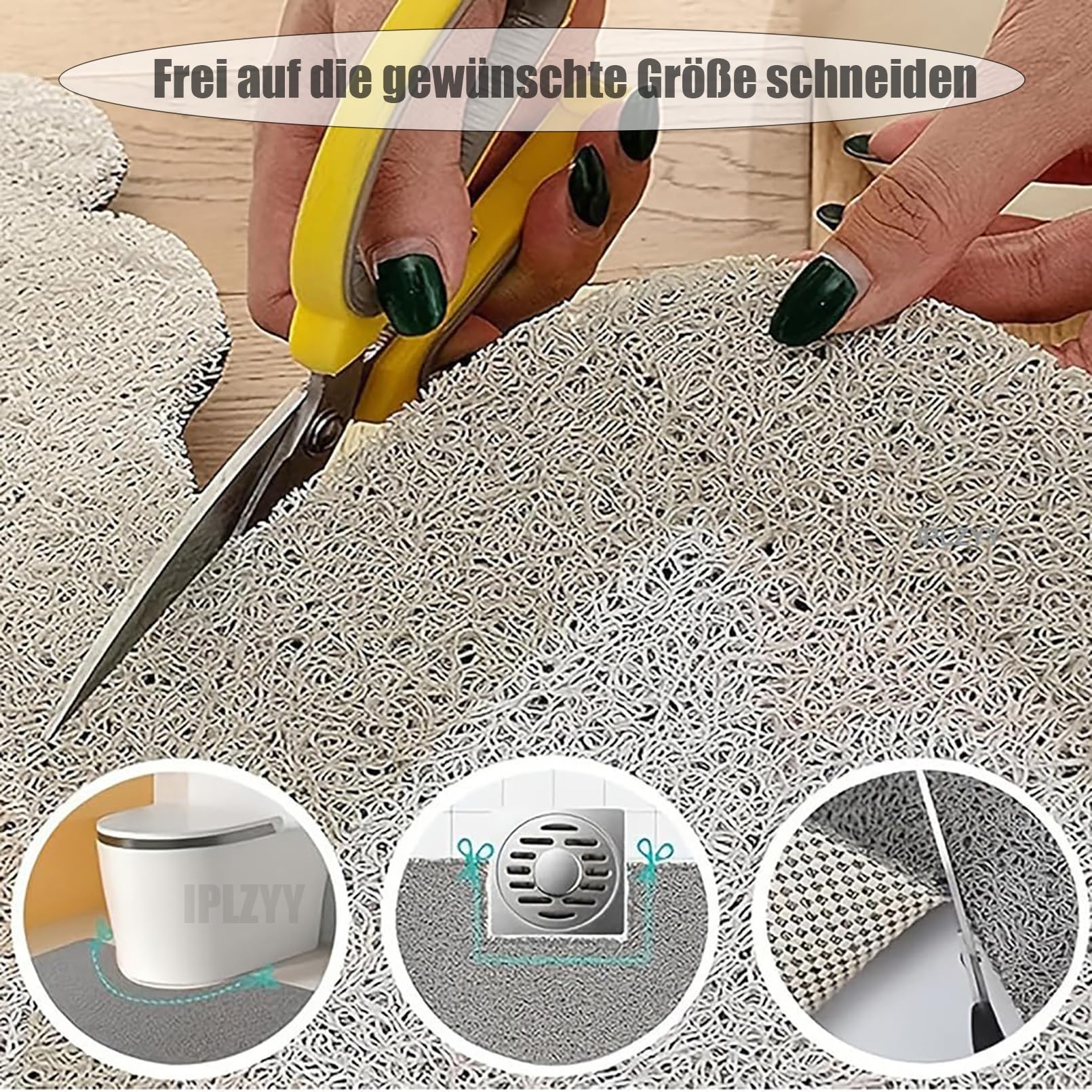 Alfombrilla de ducha antideslizante de PVC con patrón de mármol | Alfombrillas de ducha suaves y cómodas para ducha interior, alfombrilla de baño de goma, cortada a medida, alta permeabilidad