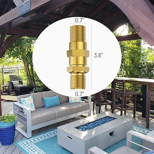 Miniatura 2 de Skyflame Válvula mezcladora de aire para fogata de gas propano LP 12", latón sólido, capacidad máxima de 90K BTU