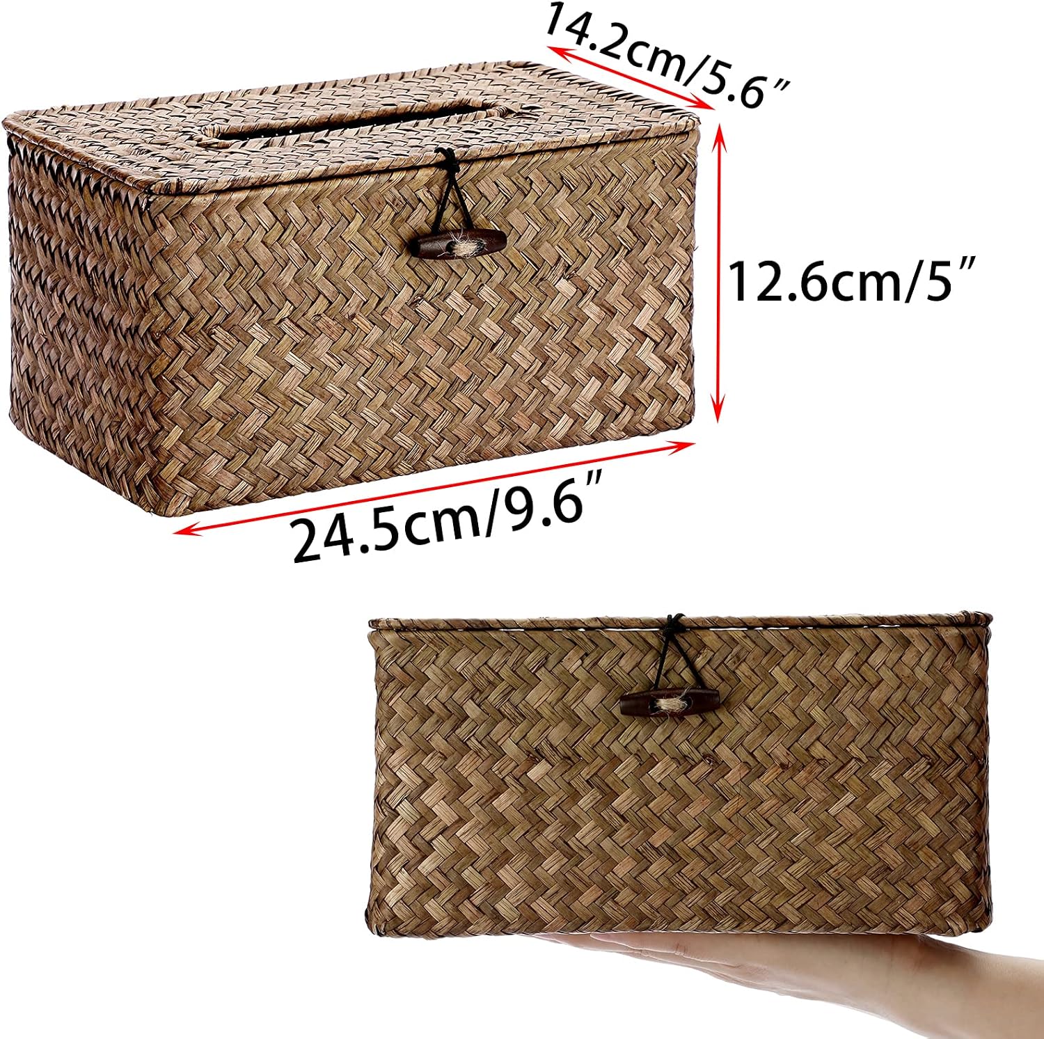 Sumnacon Large Tissue Box Cover Rectangle Seagrass Tissue Holder, Coffee image 4