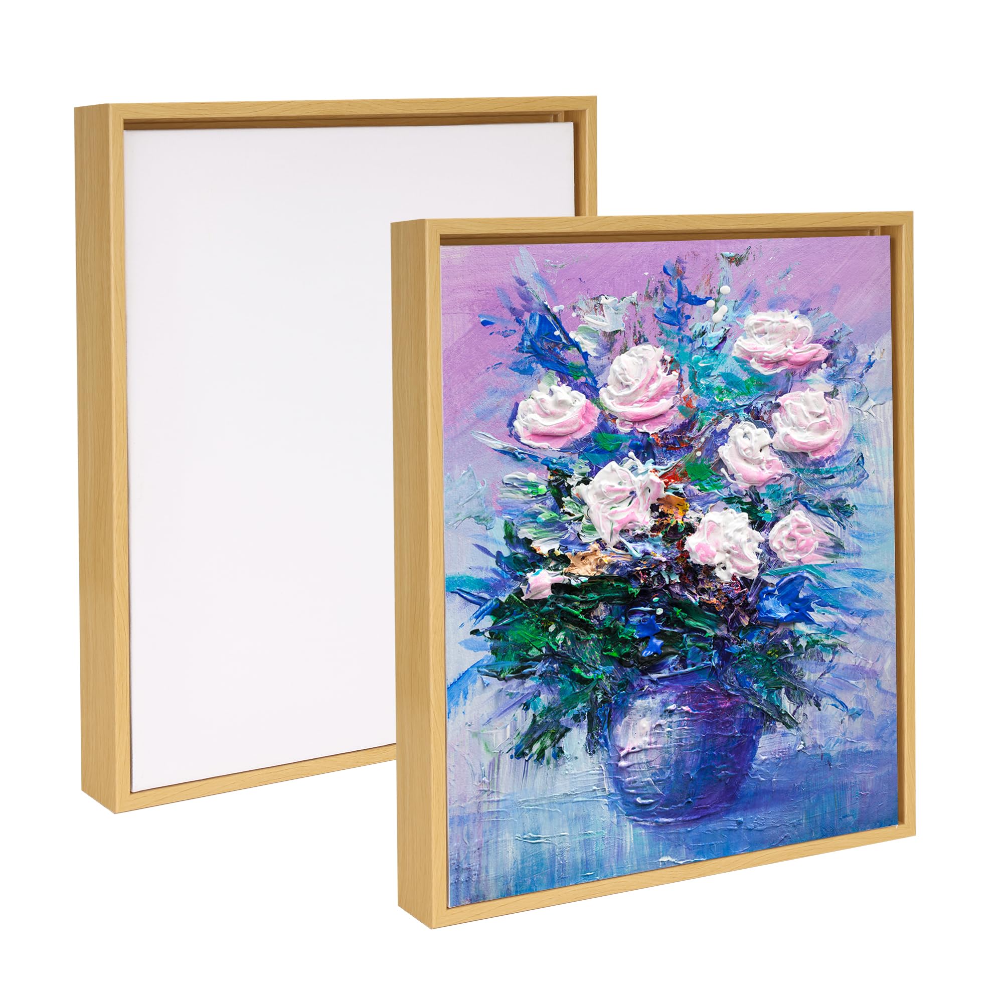 Cadre Flottant Peinture Acrylique et Huile - Lot 2 Cadres Toile 25x30x3.5cm