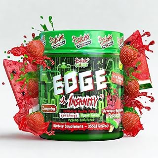 Psycho Pharma Strongest High Stim Preworkout Powder - Edge of Insanity - Most Intense Pre Workout Supplement for Pumps, Strength, Energy and Feel Good Focus. Rivals Famous PWOs of The Past