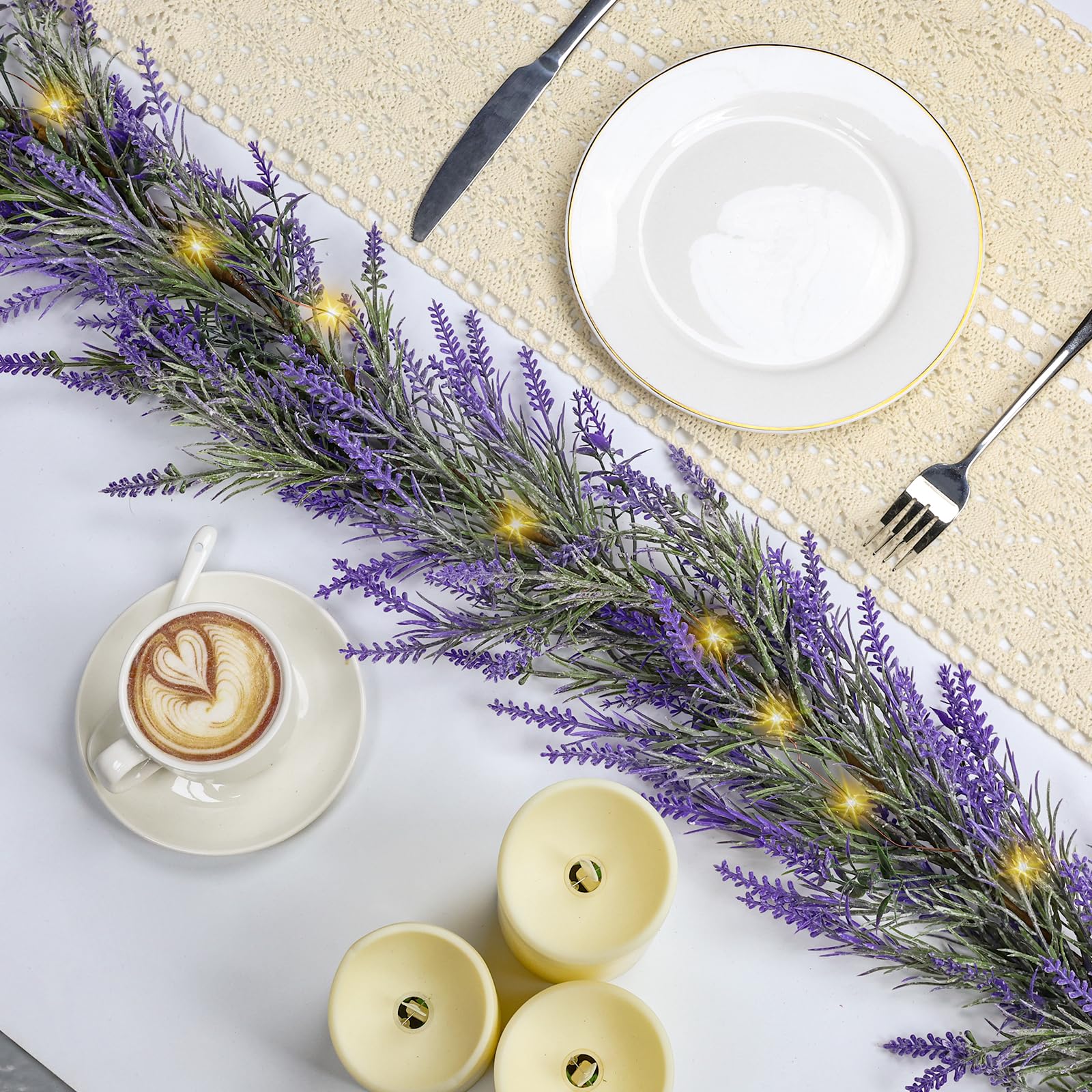Buy Lavender Garland with Lights, 6FT Purple Flower Garland, with