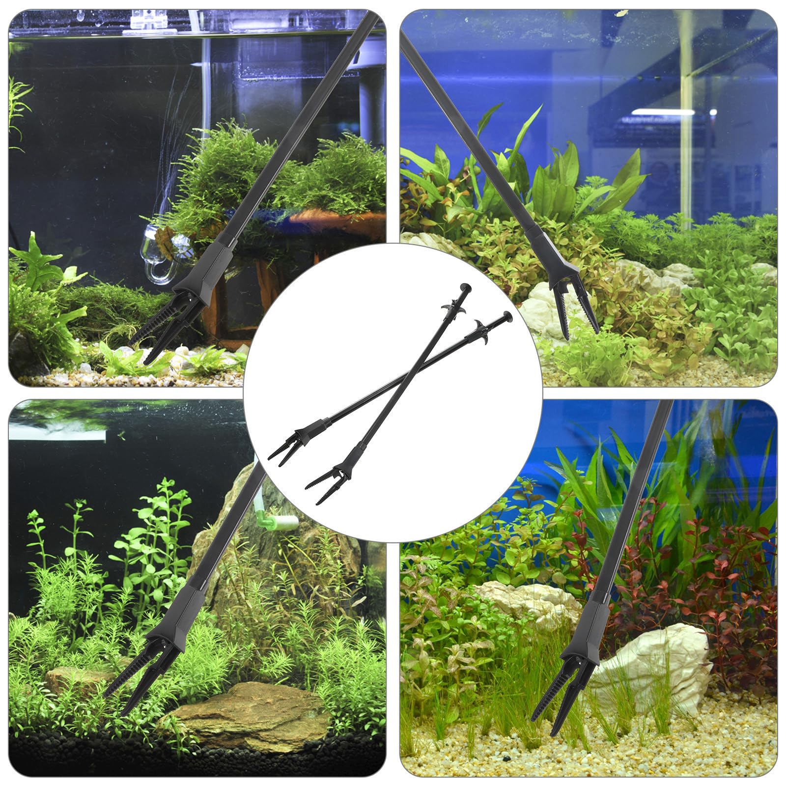 Alasum Pinzas para Plantas Acuáticas 50 Cm, Juego de 2 Unidades, Herramienta de Limpieza para Acuarios, Pinzas Largas Negras para Alimentación y Mantenimiento de Peceras — view 6