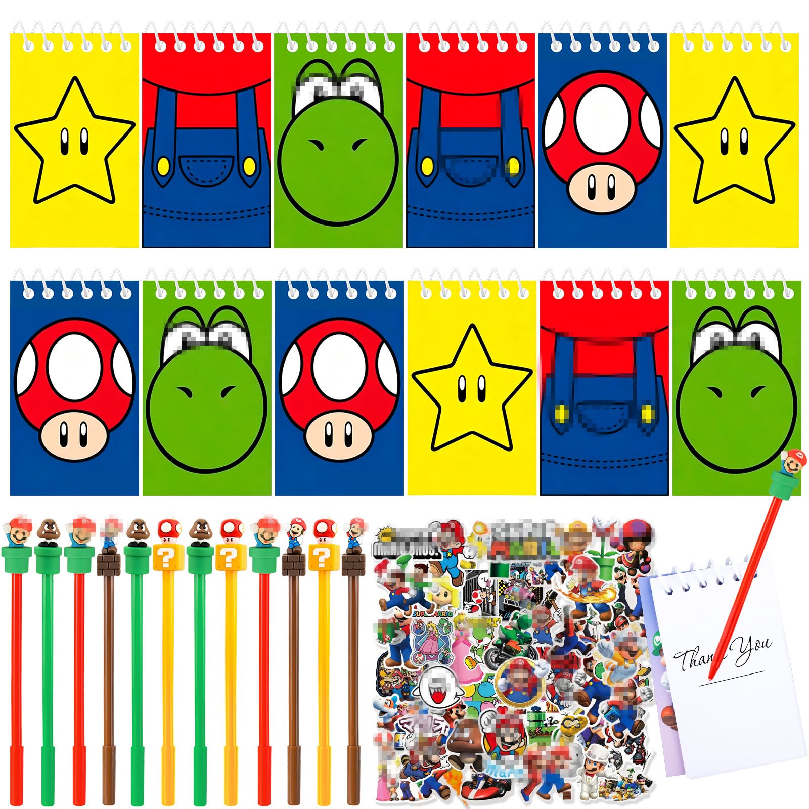 NTGFU toyset Super Bro Party Bag Fillers for Kids- Mar Party Bags Favours with Pen Note Book Stickers, Birthday Gifts Party Bags Fillers for Boys Girls Birthday Party Supplies Give Away Pinata Fillers