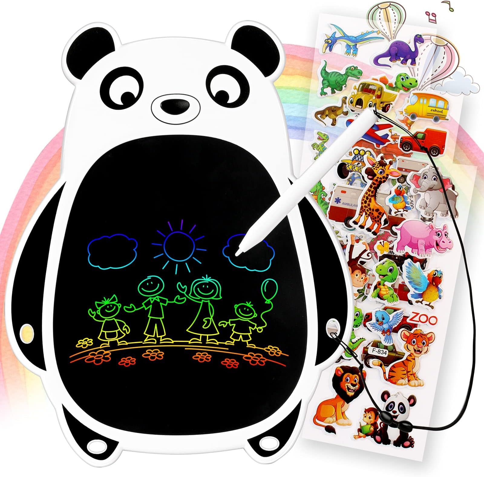 HionLCD Writing Tablet for Kids - 8.5 Inch Doodle Board Colorful, Drawing Pad for Kids, Educational & Learning - Toys Gifts for 2-8 Year Old Girls Boys(Black-White Panda)