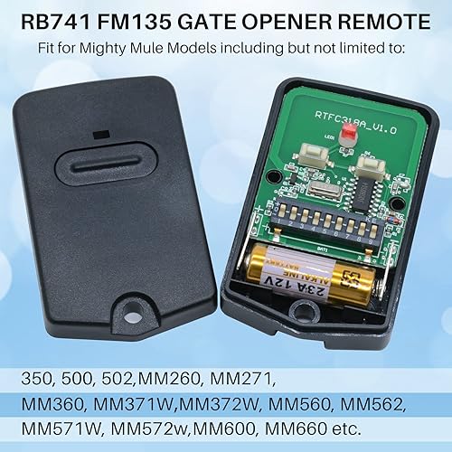 Miniatura 4 de El control remoto mejorado RB741 FM135 funciona para GTO Mighty Mule Gate Opener Transmisor Control, Reemplazar # RB742, RB743, RB744, FM135,