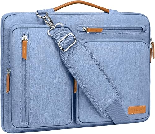 Vista 27 de MOSISO - Bolso de hombro protector 360 para laptop, bolsa para computadora de 15-15.6 pulgadas, bolsa tipo mensajero con apertura lateral, 4 Negro