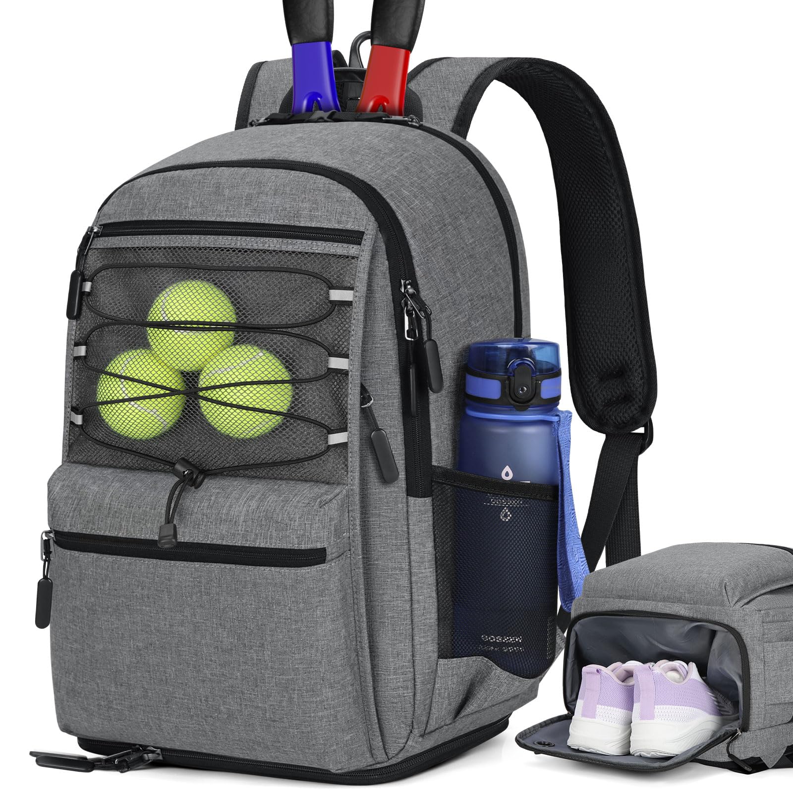 IGOLUMON Tennis Bag Tennis Backpack for Women and Men Racket Bags Holds 2 Racket Insulated Pocket Ventilated Shoe Compartment