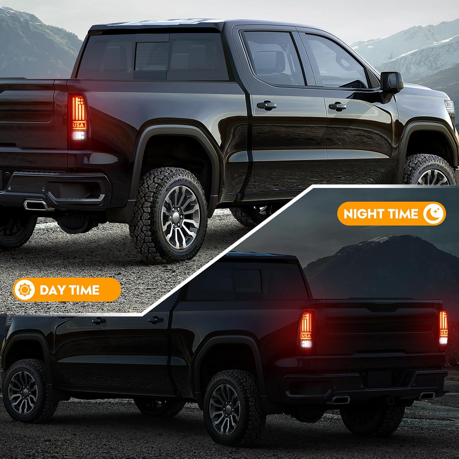 LED Tail Light Fit for Chevy Silverado 1500 2500 HD 1999-2002, for GMC Sierra 1500 2500 HD Fleetside 1999-2003, Smoke Lens