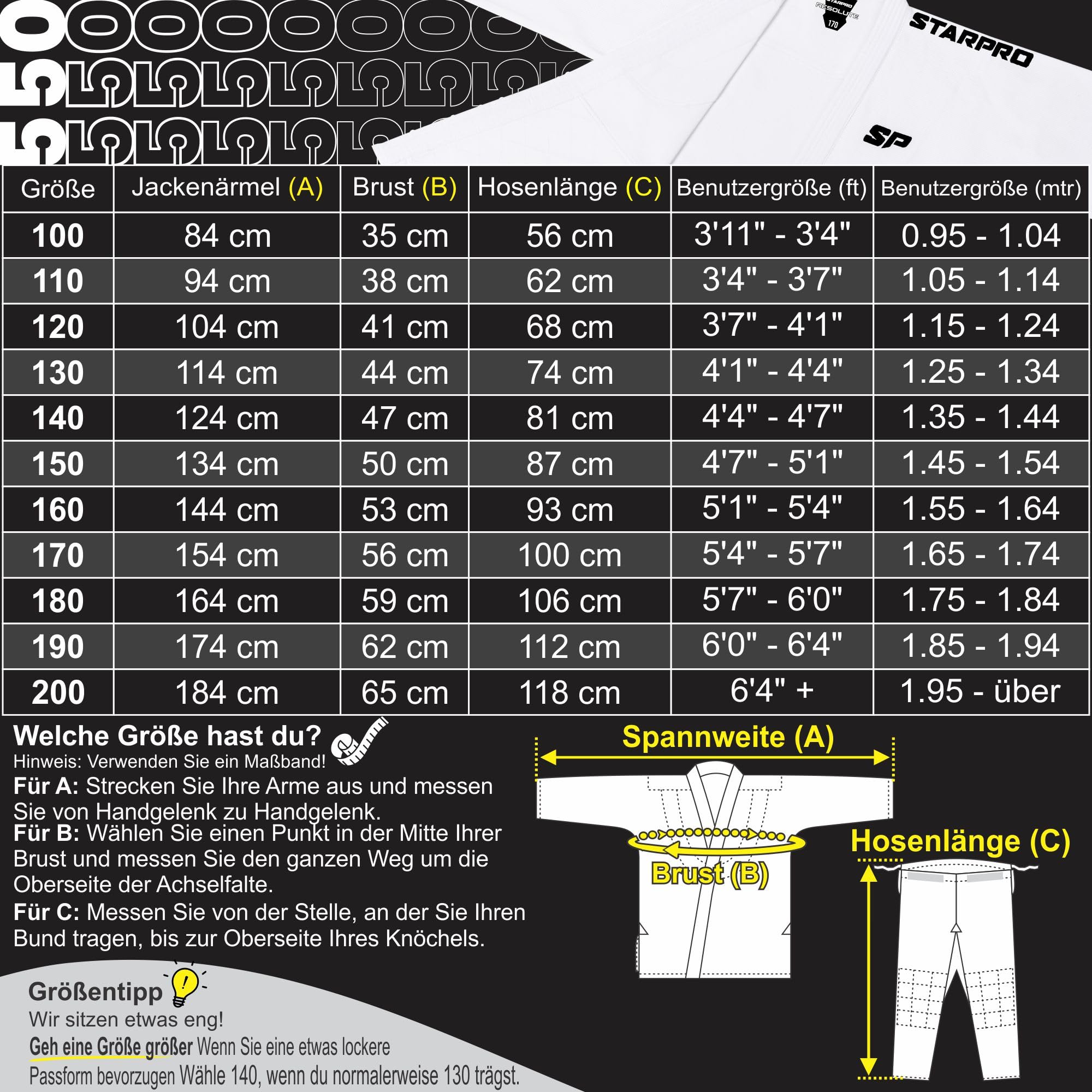 Starpro Judo Single Weave Gi 550g Premium-Baumwollmischung - Judogi für Training und Wettkampf - Erwachsene Größe