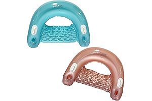 2-Pack Inflatable Fabric Covered Premium Lounger Pool Float with Sturdy Cup Holder and Phone Holder