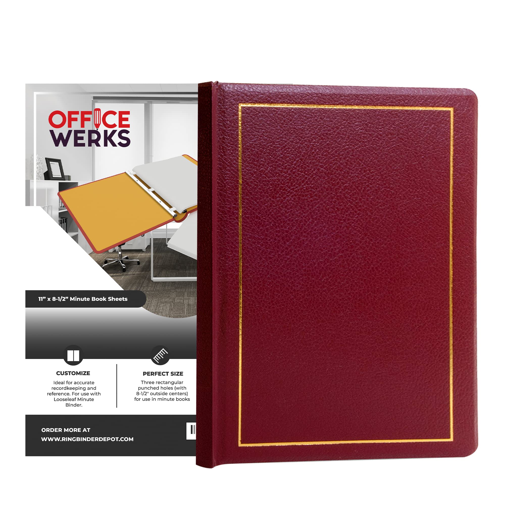 Officewerks Corporate Minute Book Raccoglitore con Copertine e Spine Oro 20 x 25 cm Formato Lettera, Marrone
