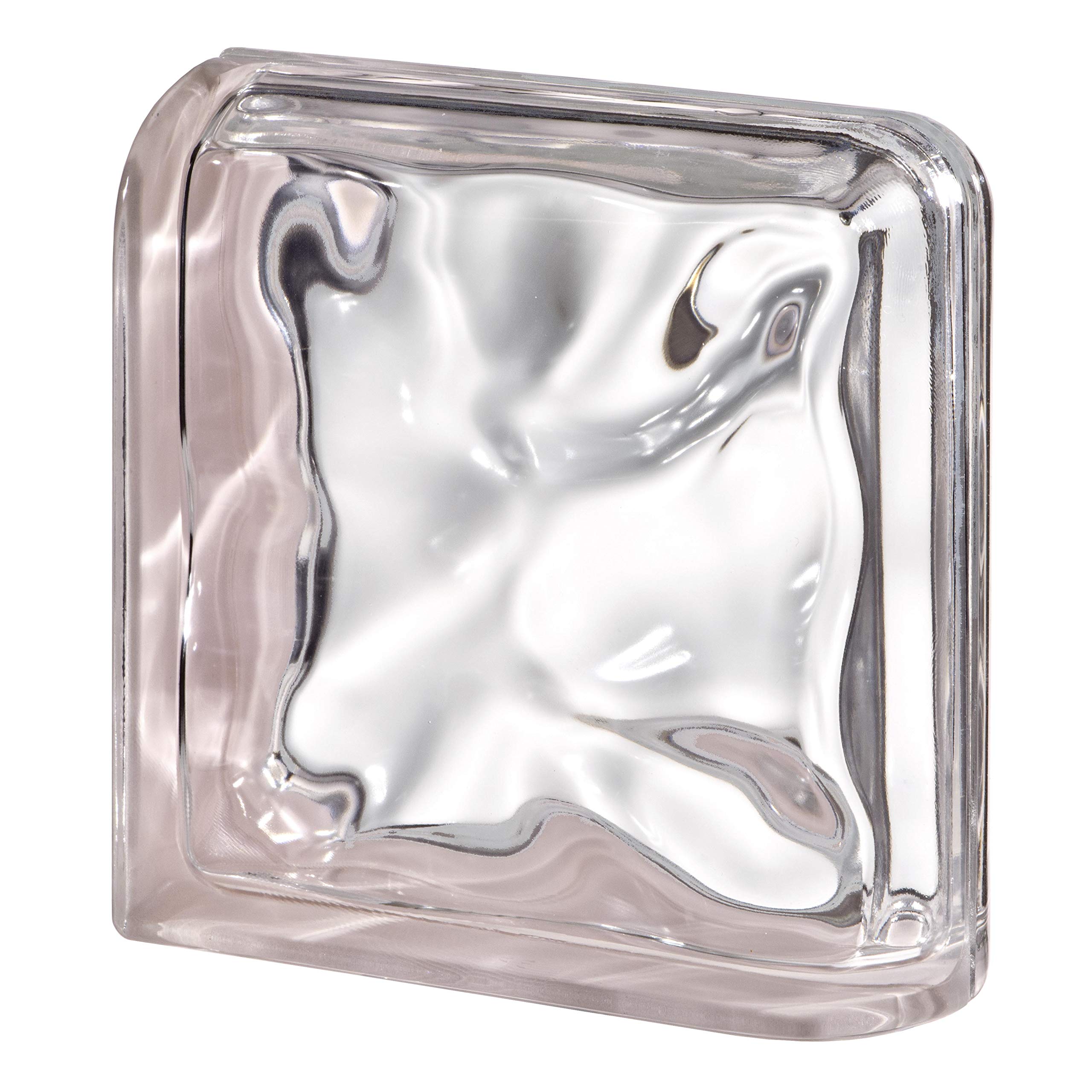 Terminal Curvo Agua Reflejos Rosa Cuarzo para paredes de bloques de vidrio | cm 19x19x8 | Unidad de venta 1 pieza