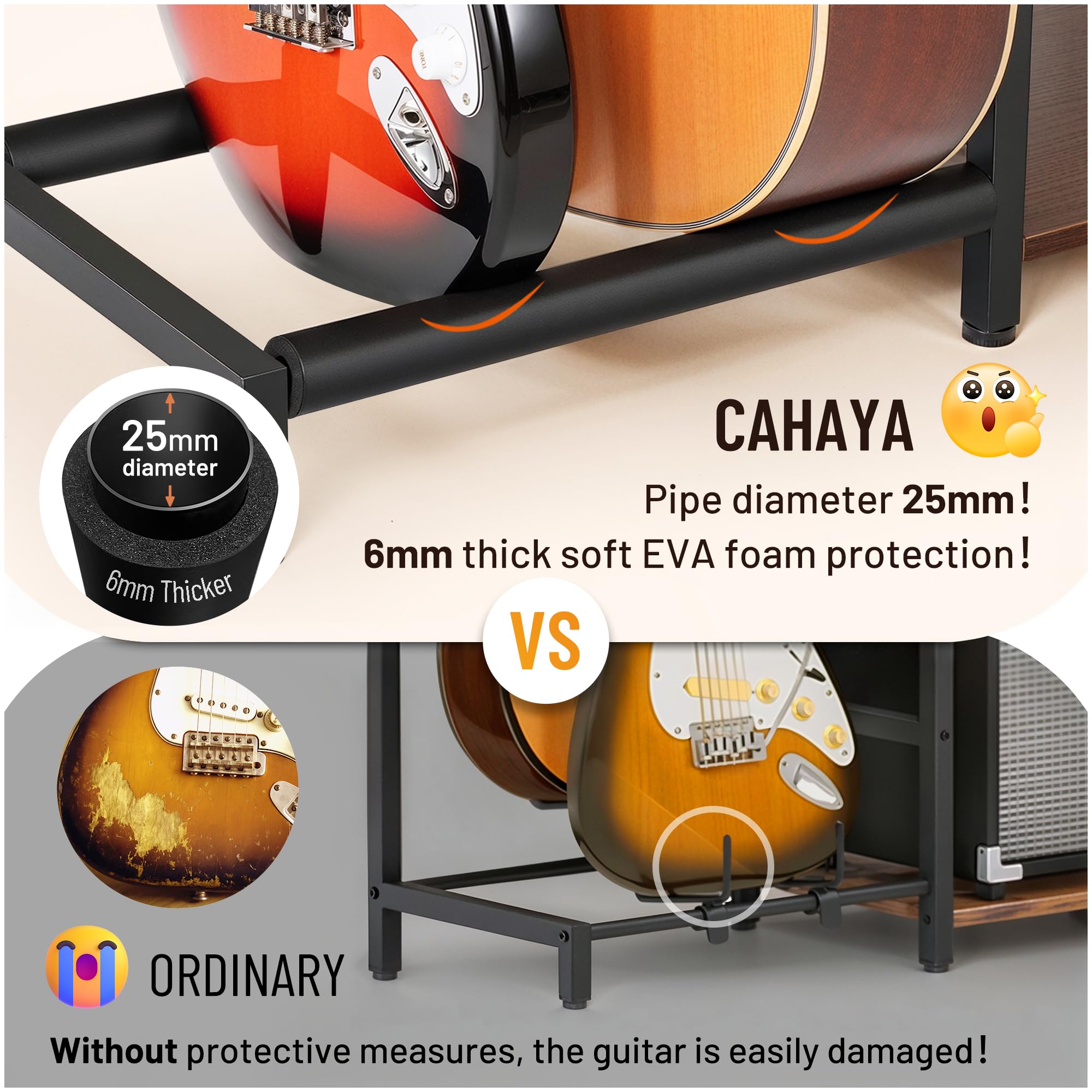 STRICH Gitaarstandaard voor Akoestische Meerdere Gitaren Houder, Gitaren Display Rack met Soft-Gewatteerde Bescherm Multi Gitaar Stand voor Home Studio Muziek Kamer SMT-40