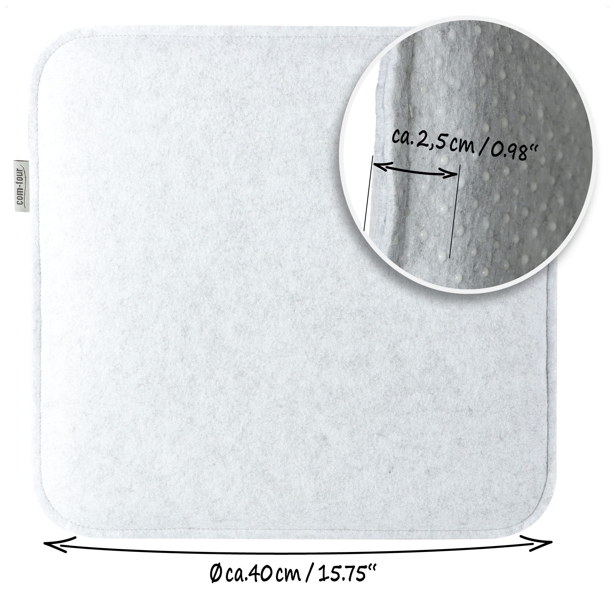 com-four® 16x Sitzkissen aus Filz 40 x 40 - gepolstertes Stuhlkissen - eckige Sitzpolsterauflage für Esszimmer, Garten, Balkon - rutschfeste Unterseite mit Anti-Slip