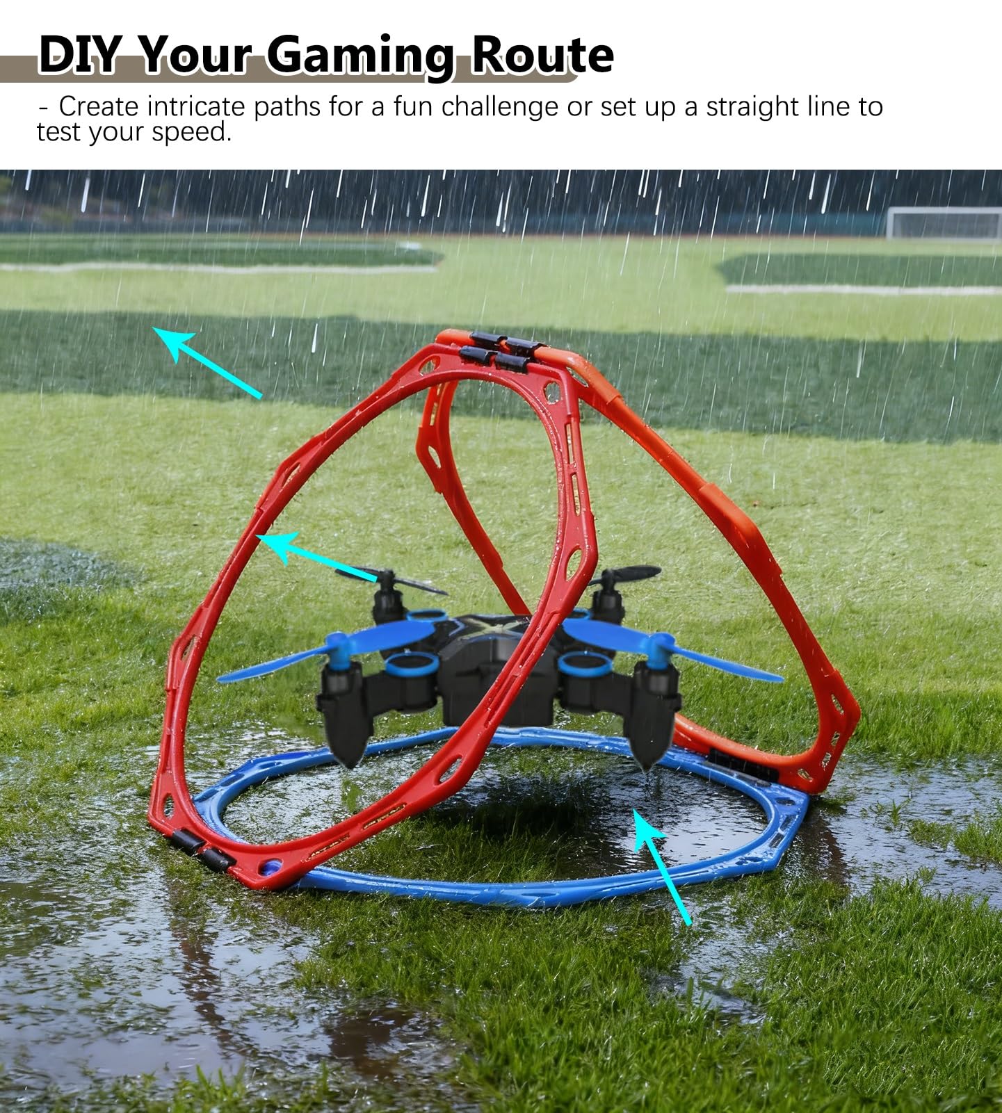 Tor Przeszkód dla Drona Zestaw Torów Przeszkód z Dronów z Tworzywa PVC, Ośmiokątny Zestaw do Treningu Dronów o Średnicy Wewnętrznej 60 cm, do Ćwiczeń Koszykówki(2 Sets (6 Rings+6 Clips))