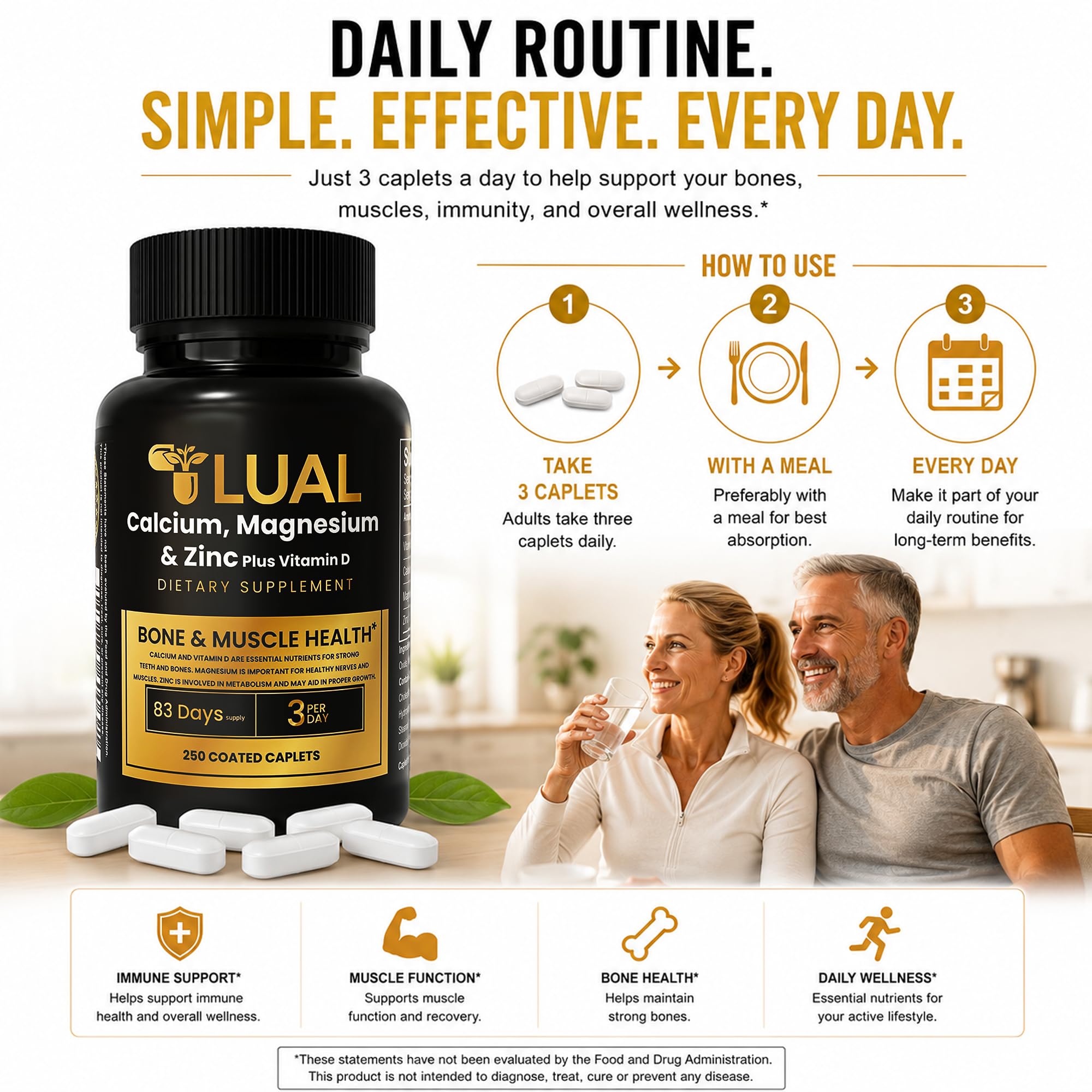 LUAL Calcium Magnesium Zinc with Vitamin D3, 250 Coated Caplets, for Adults — Amazon image 7