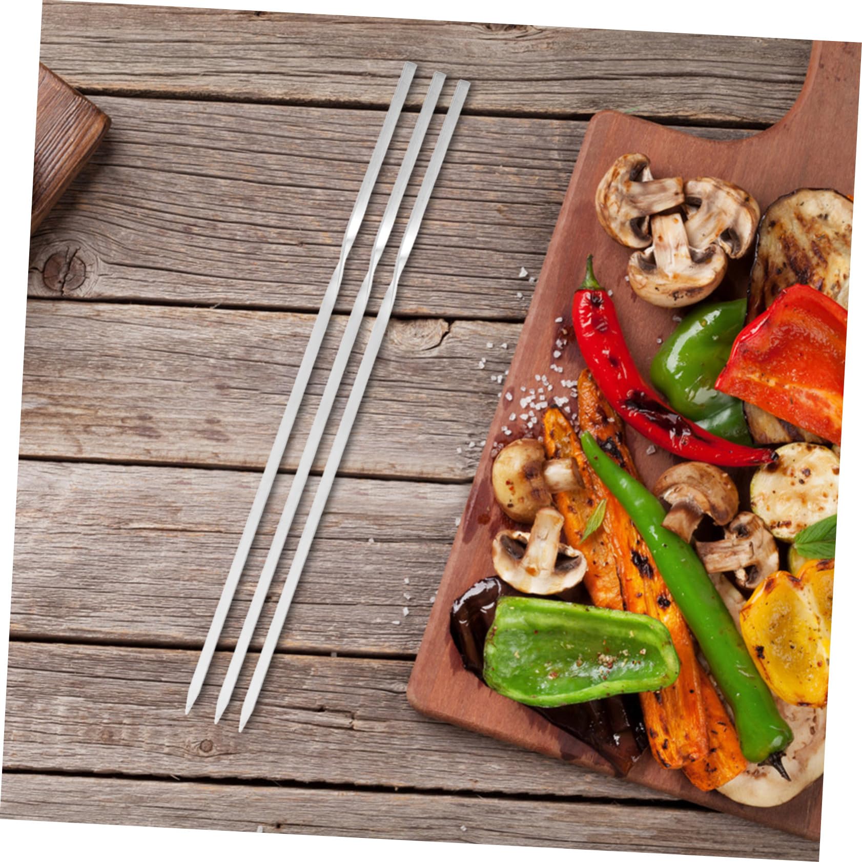 Abaodam Spiedini per Barbecue Riutilizzabili in Acciaio Inossidabile da Bastoncini per Grigliate Spiedini Larghi Antiscivolo Design Termoisolante per Sicurezza