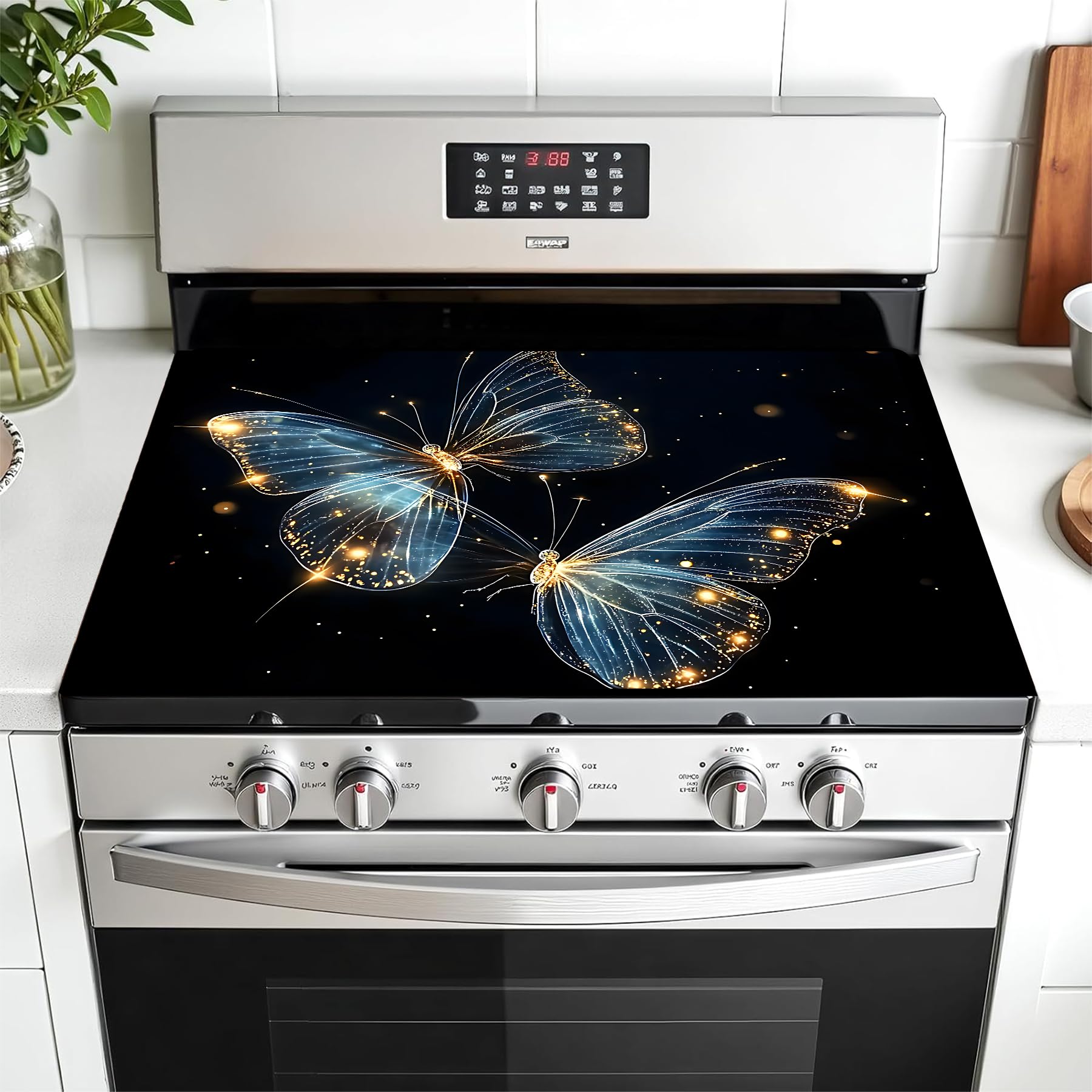 Multi-Design Stove Top Cover for Glass/Electric Stoves - 3-in-1 Heat-Resistant Protector Mat, Non-Slip Drying Rack 28"x20"