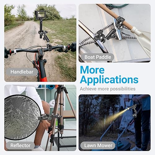 Miniatura 7 de Abrazadera de sujeción doble superdoble, abrazadera para paraguas, abrazadera ajustable antideslizante de 360, para bicicletas, sillas de ruedas,