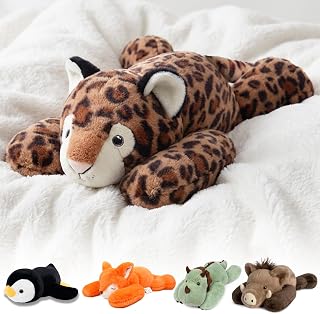 Niuniu Daddy Weighted Stuffed Animal, 20 in 3.3 lbs, Leopard Calming Plush | Heavy sensory lap pad, lying body pillow for sleeping, machine wash, huggable plushies, soothing gift for kids and adults