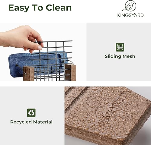 Miniatura 4 de Kingsyard Comedero de plástico reciclado para pájaros, comedero de cola para colgar en exteriores, resistente y duradero, ideal para pájaros