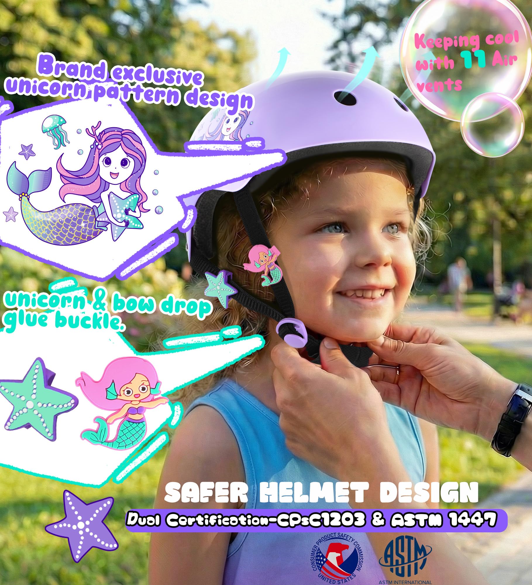 Sirène Casque Vélo Enfant Ajustable Genouillères Enfant Ensemble de Protections équipement de Protection de Sport Genou Coude Poignets pour Skateboard Roller Scooter Patins Trottinette