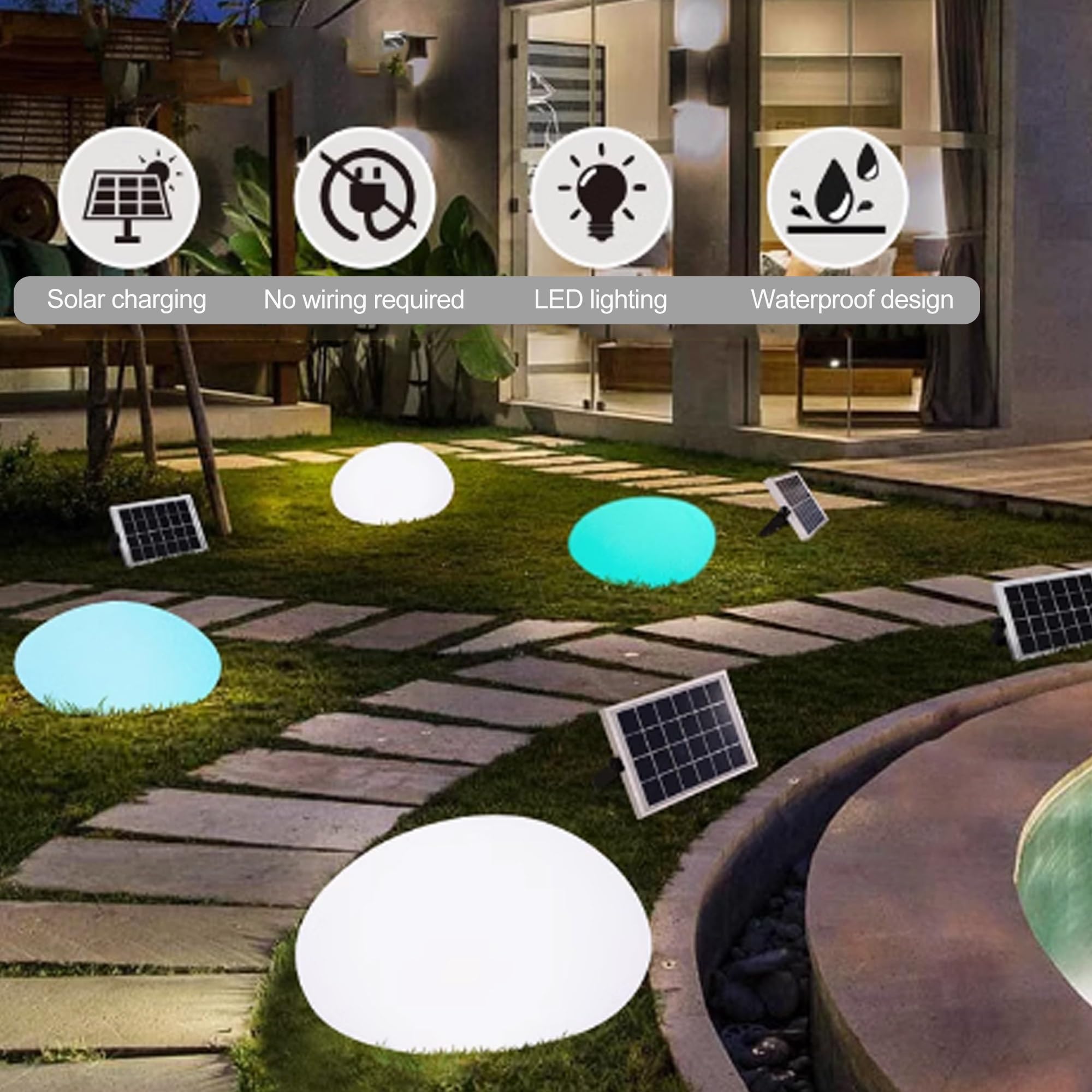 Luci solari per esterni, Lampade da esterno giardino luci per segnavia per portici anteriori, decorazioni per giardini, cortili, patio, vialetti, decorazioni per interni(40x30x16cm)