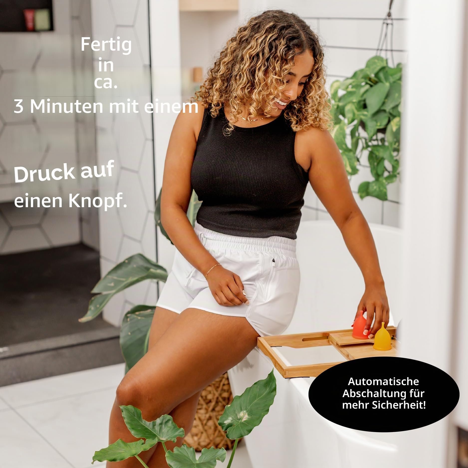 Menstruationstassen mit Sterilisator – Platz 1 der bequemsten, weichen, wiederverwendbaren Periodentassen – Tötet 99,9% der Keime mit Dampfreiniger – Reinigt in 3 Min – Kompaktes Desinfektions-Set