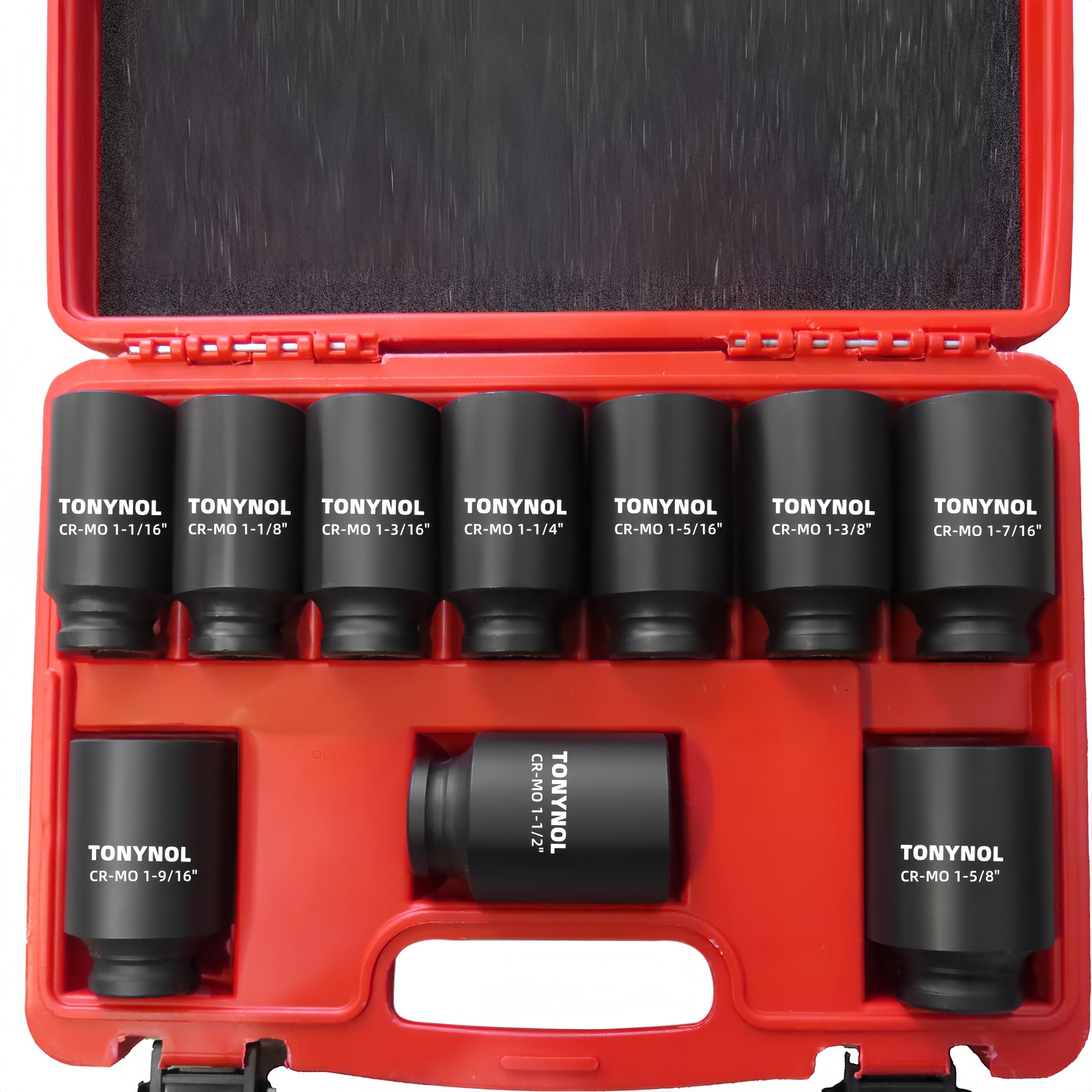 TONYNOL 1/2 Inch Drive Deep Impact Socket Set,10 PCS,6-Point,SAE Size(1-1/16