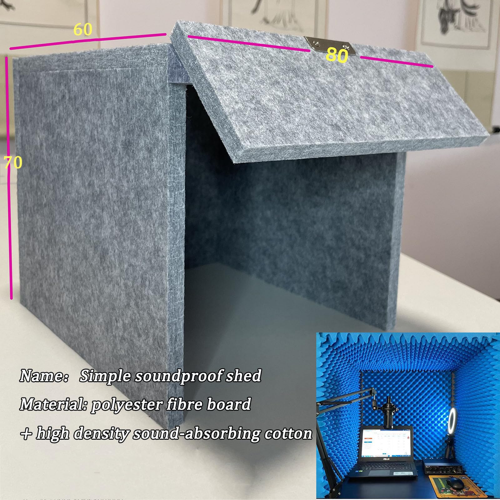 Cabina di registrazione portatile, copertura insonorizzata desktop, stanza di isolamento acustico per studio domestico, attrezzatura microfonica per podcast canto, trasmissione di giochi