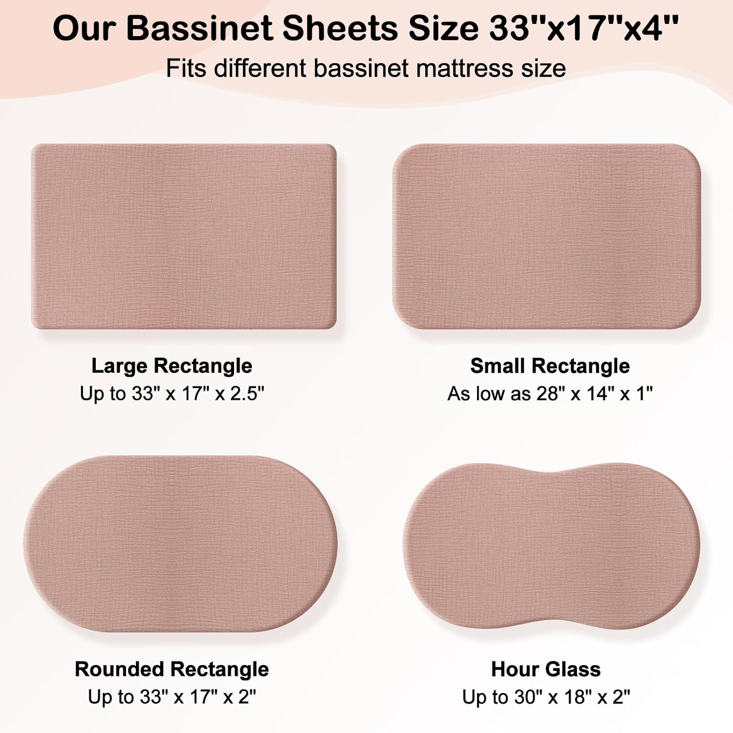Baby Bassinet Sheets TPU Waterproof 2 Pack Soft Muslin Bedside Bassinet Mattress Sheets with Bottom Elastic Band for Baby Boy Girls Unisex Fit Hourglass Oval and Rectangle, Brown Flowers - Image 5